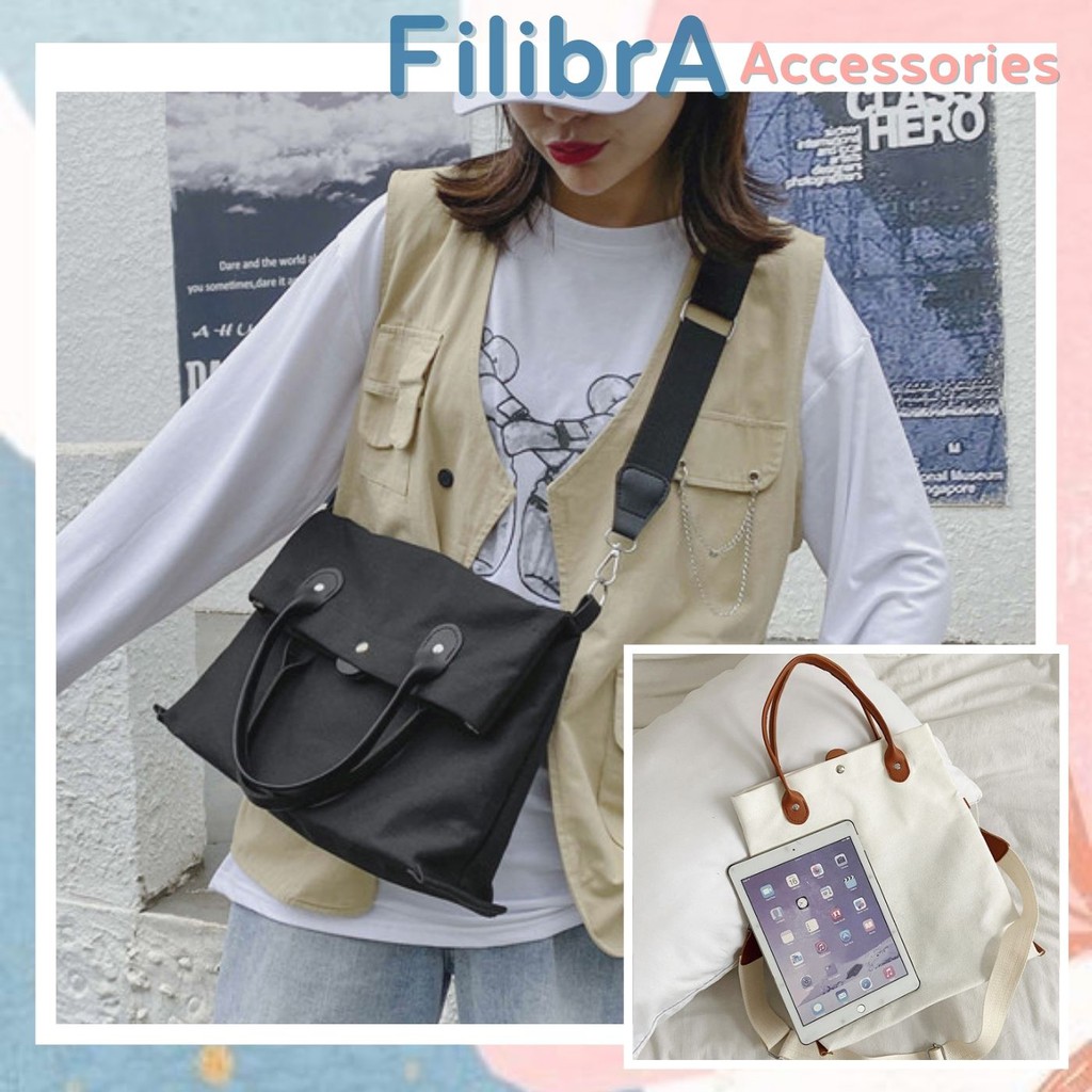 Túi TOTE vải Canvas 2 kiểu đeo vai, đeo chéo phù hợp đi làm, đi học phong cách Ulzzangs, Túi xách nữ TX001 - Filibra