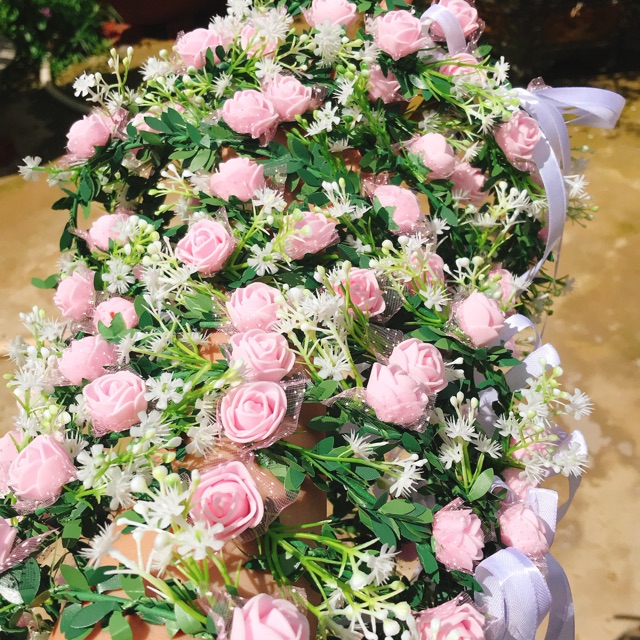 Vòng hoa baby hồng