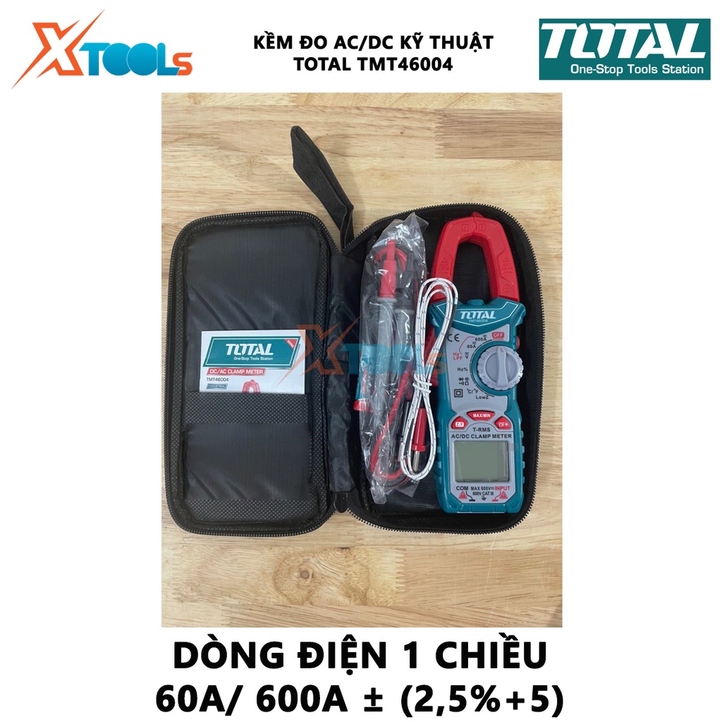 Ampe kìm đo DC/AC TOTAL TMT46004 Kềm đo AC/DC Hiệu suât 1% ~ 99% ± (1.0% + 2), Nhiệt độ -40 ° C ~ 1000 ° C (-40 ° F ~ 18