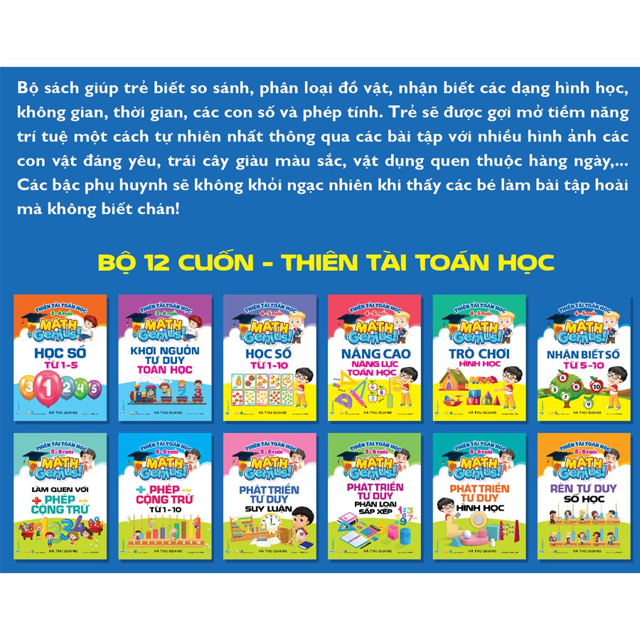 Sách - Thiên Tài Toán Học - Làm Quen Với Phép Cộng Trừ cho Bé Từ 5 - 6 Tuổi  - VLG