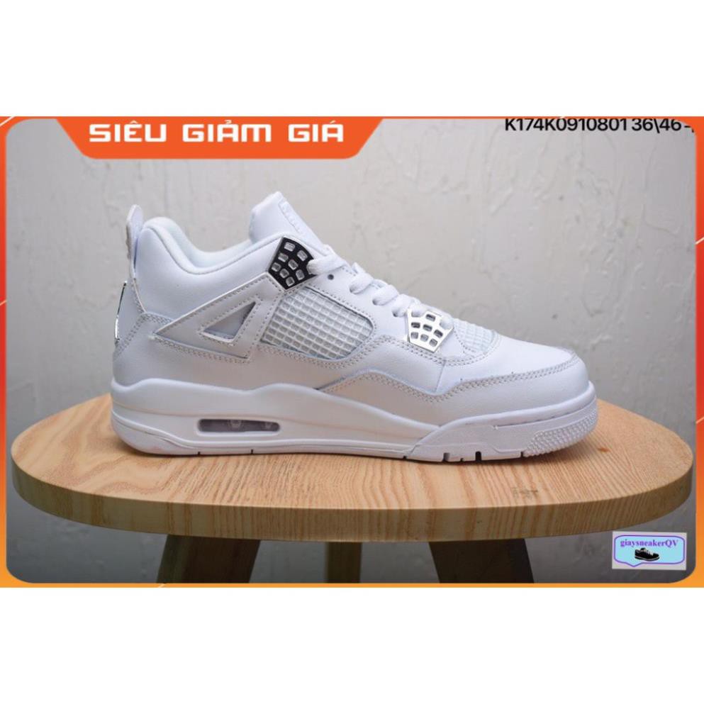 (FREESHIP+HỘP) Video Giày thể thao AIR JORDAN 4 Retro Pure money full trắng siêu đẹp cho nam và nữ siêu đẹp