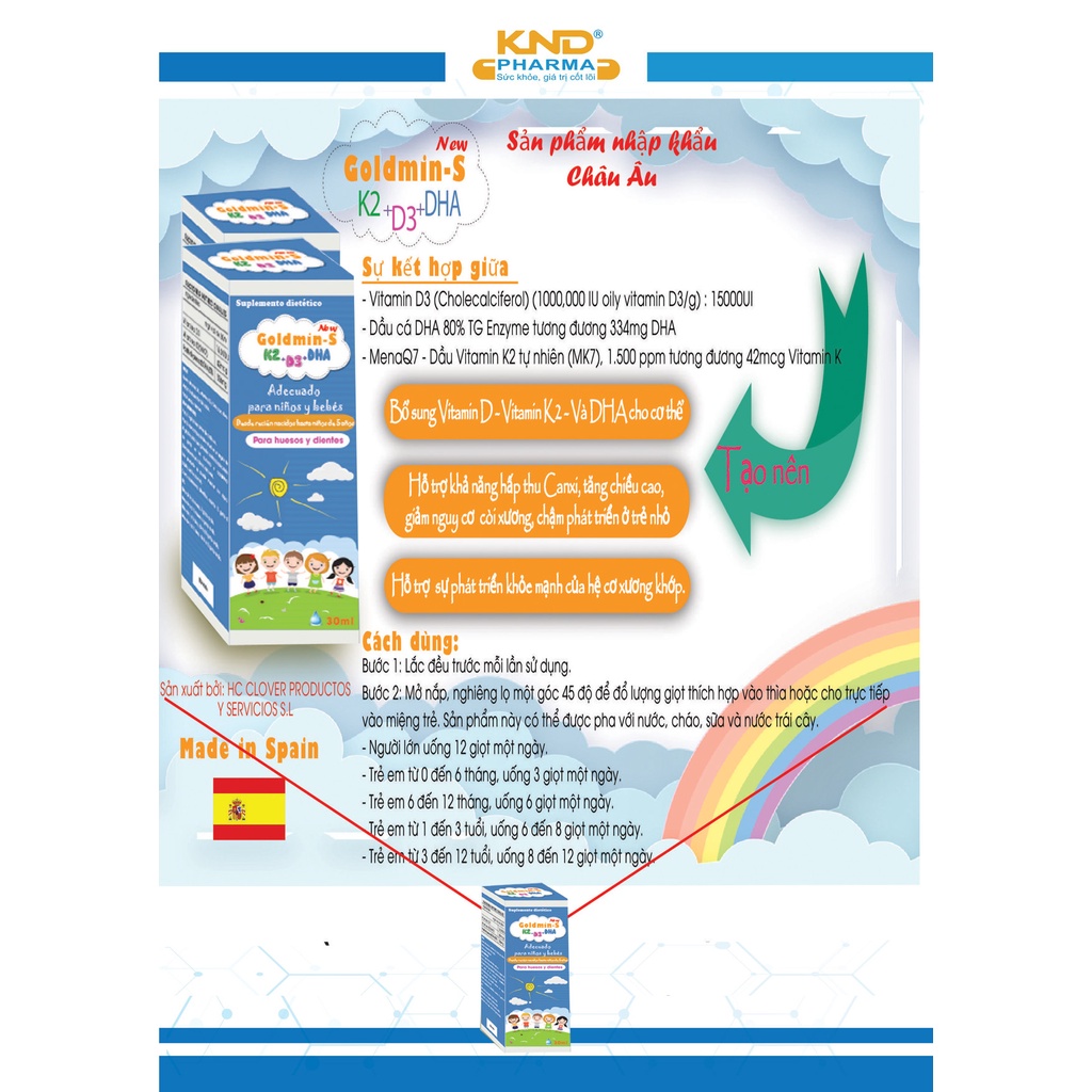 GOLDMIN-S Bổ sung Vitamin D3, vitamin K2 và DHA cho cơ thể