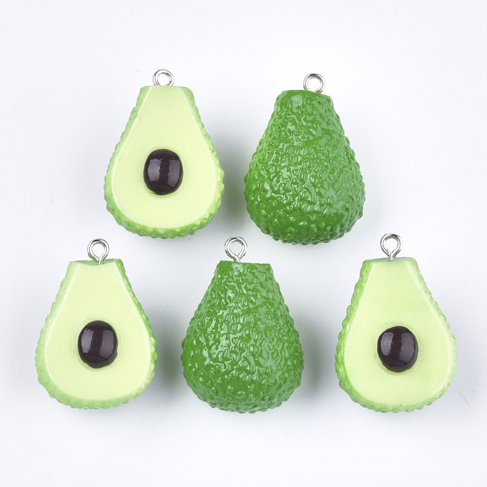 Set 5~10 Mặt Dây Chuyền Resin Mạ Bạch Kim Hình Trái Dâu/Cam/Cherry/Trái Cây Màu Đỏ 28~29x20x20mm Lỗ 2mm