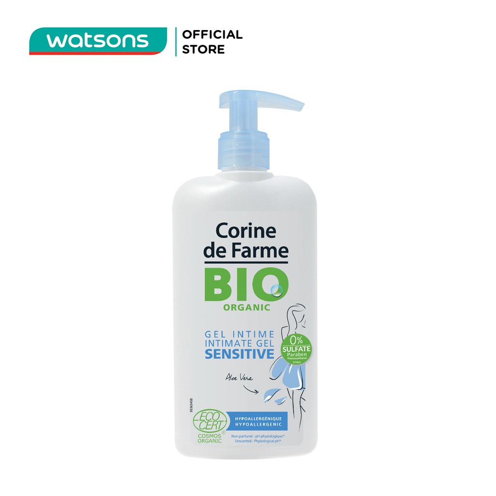 Gel Làm Sạch Và Dưỡng Ẩm Vùng Kín Corine de Farme Organic Intimate Gel Sensitive 250ml