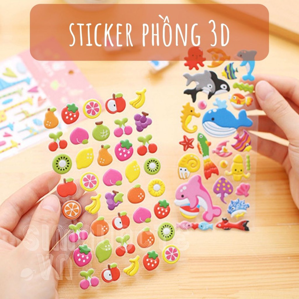 Sticker hình dán phồng 3D chủ đề hoạt hình đáng yêu ST48