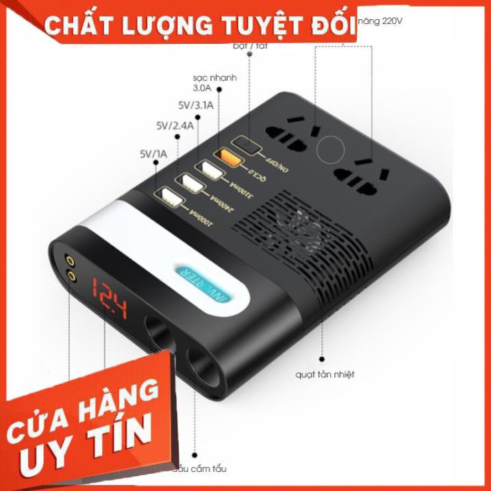 Bộ chuyển nguồn điện Adapter ô tô 12V/24V - 220V Bộ kích điện Adaptor cho xe hơi Biến áp nguồn xe ôtô đầu tẩu