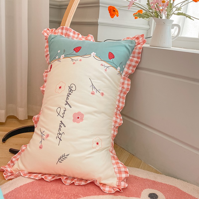 Bộ Chăn Ga Gối Cotton Bèo LIDACO Hoạt Hình 5D - Hoa Dâu Tây Màu 4