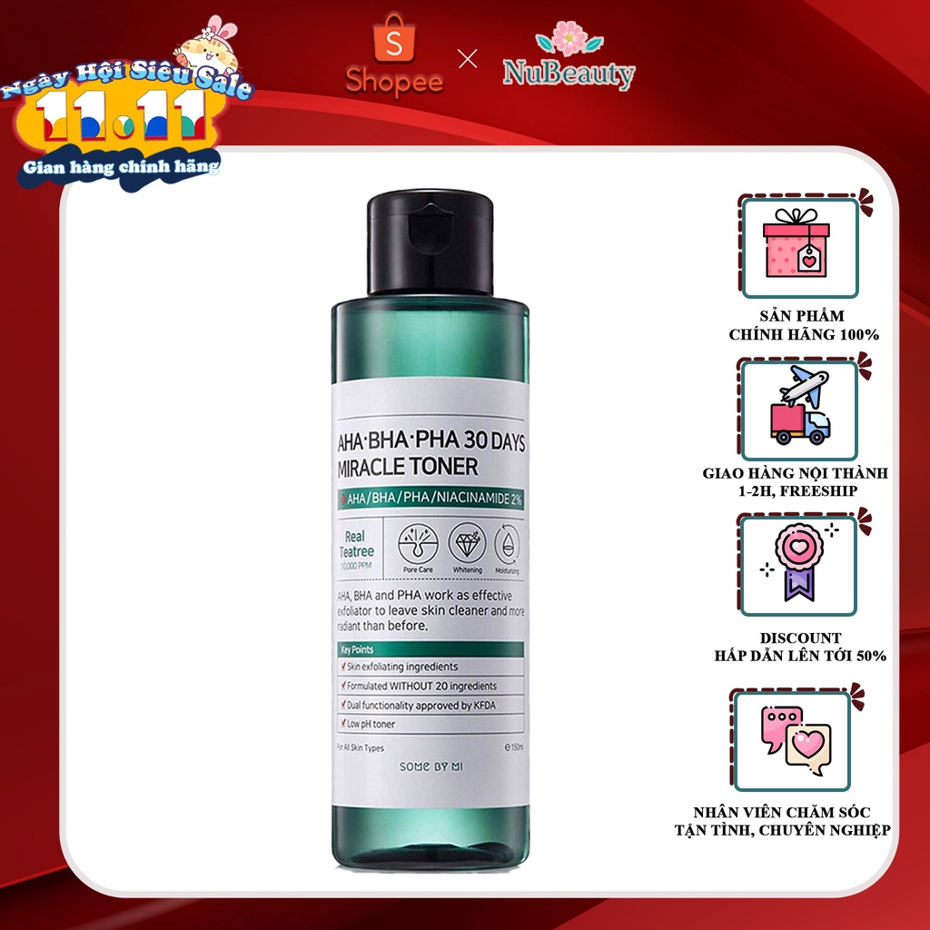 Nước Hoa Hồng Some By Mi AHA-BHA-PHA 30 Days Miracle Toner 150ml