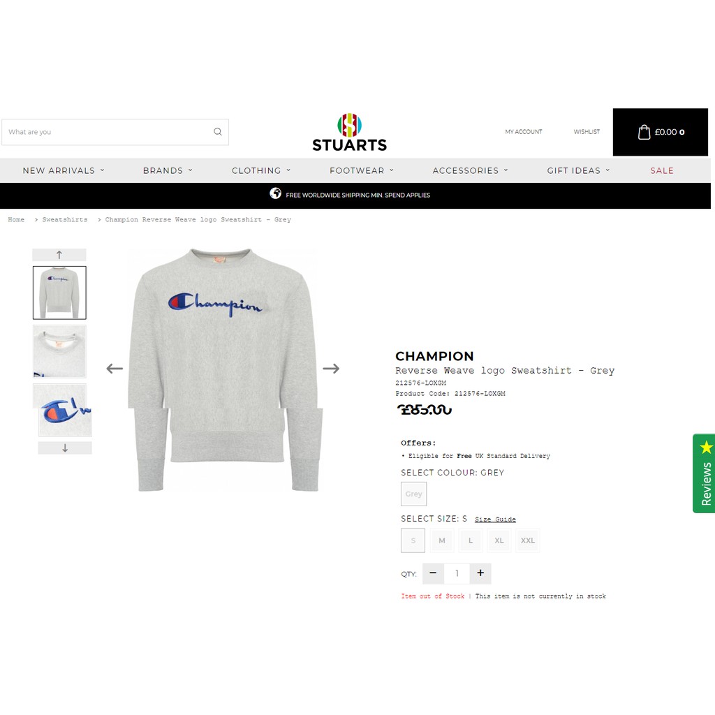 Áo sweater nỉ Champion Reverse Weave Crew Neck Sweatshirt 212576 màu trắng