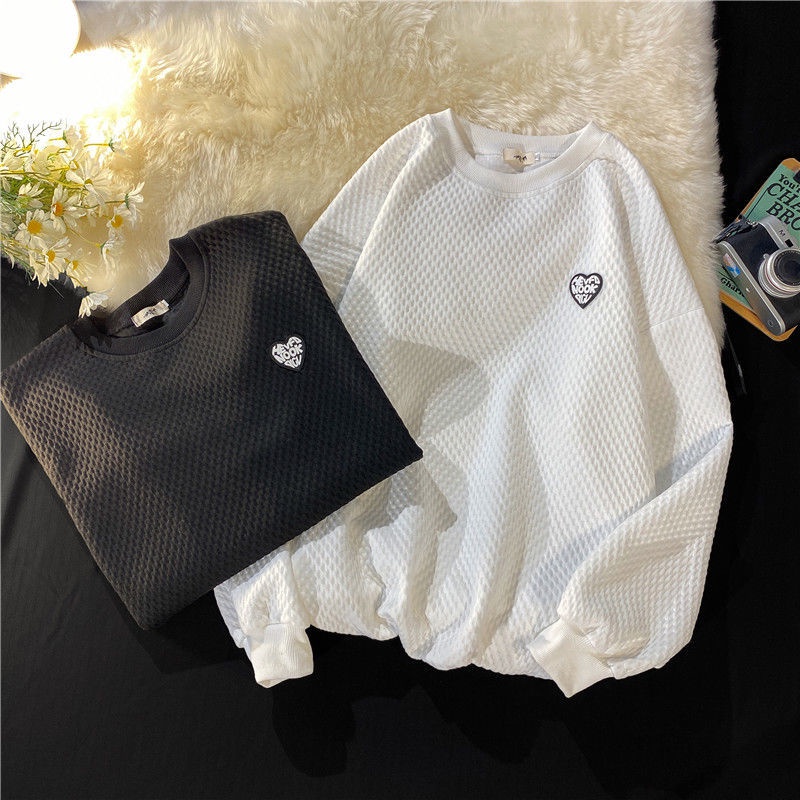 Áo sweater dáng rộng họa tiết lưới 2 màu sắc thời trang cho nam nữ