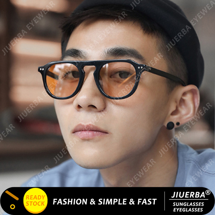(Hàng Có Sẵn) Kính Mát Gọng Tròn Phong Cách Hàn Quốc Cho Nam