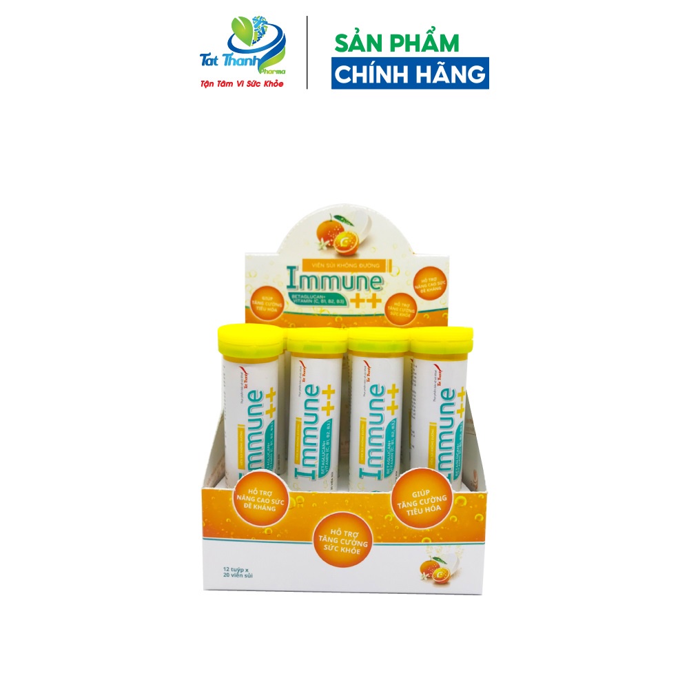 Viên sủi không đường Immune ++Tất Thành Pharma tăng đề kháng (lốc 12 tuýp)