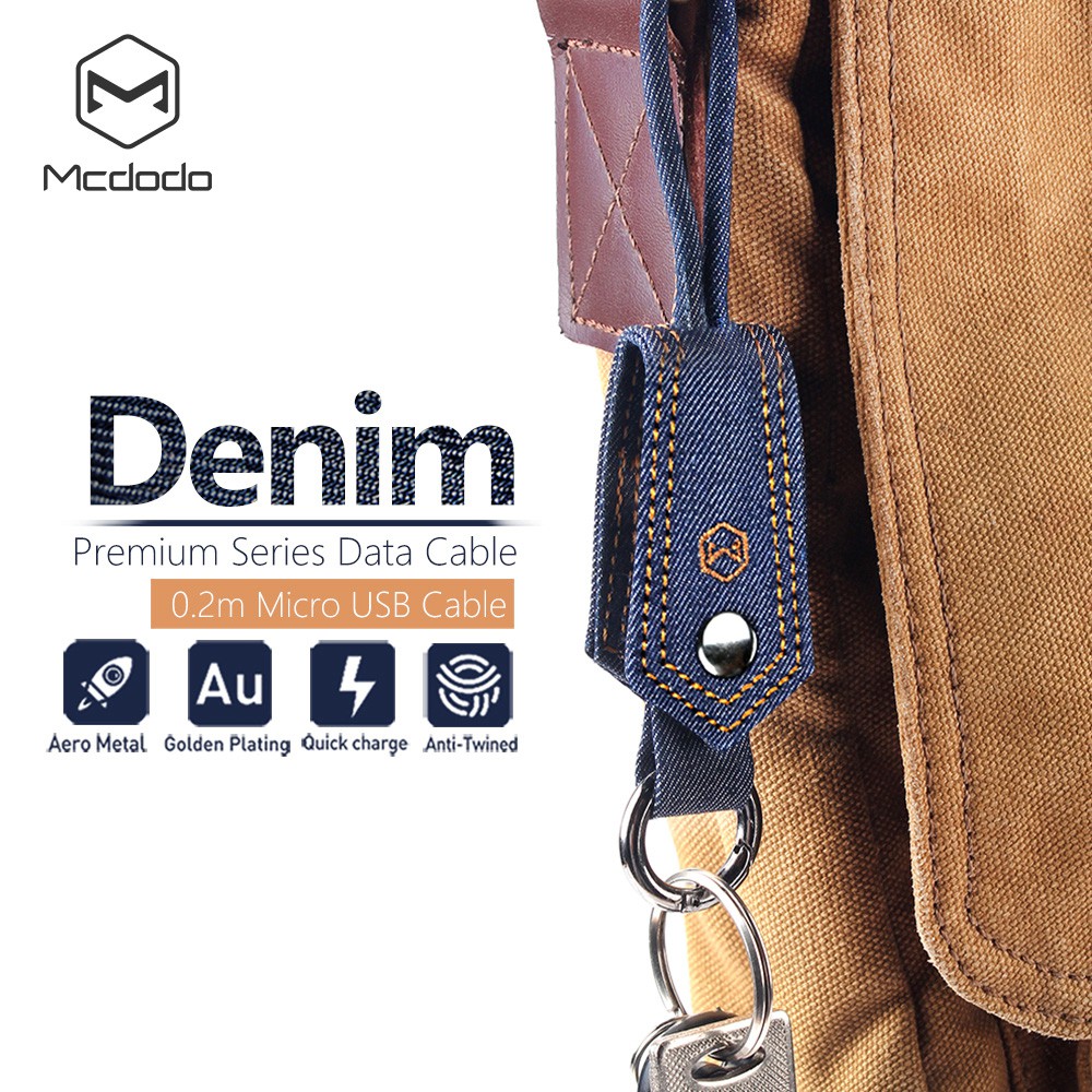 Cáp Sạc Nhanh Mcdodo Micro USB Dạng Móc Khóa Vải Denim 15cm