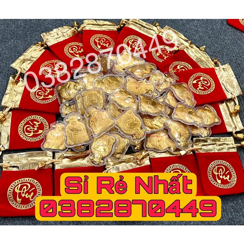 [Sỉ Giá Tốt] Combo 100 Ông Thần Tài Mạ Vàng Kèm Túi Nhung Phúc Lộc