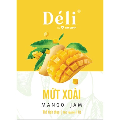 Mứt Xoài Déli chai 1L [CHUYÊN SỈ] HSD:18 tháng, nguyên liệu pha chế trà trái cây, soda, smoothie hoặc ăn trực tiếp,...