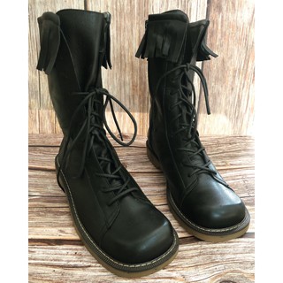Giày bốt boho tua rua da thật size 37
