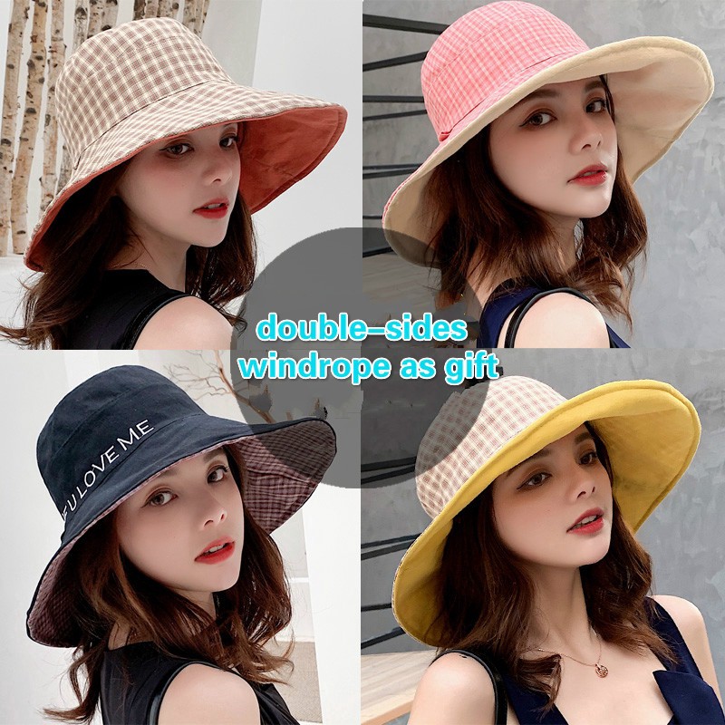 MŨ NÓN RỘNG VÀNH 2 MẶT VẢI COTTON PHỐI VIỀN MÀU