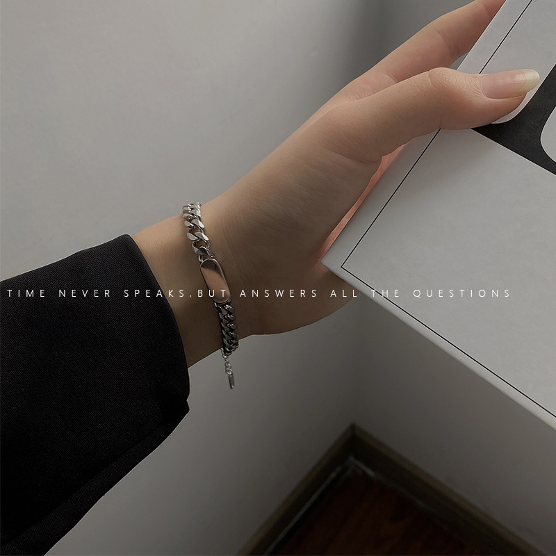Dây chuyền choker/ Vòng đeo tay bằng thép không gỉ không phai màu chống dị ứng phong cách hip hop Hàn Quốc cho unisex