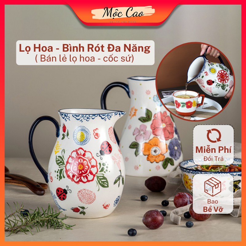Lọ hoa, bình rót đa năng phong cách vitage - Lọ hoa decor phụ kiện trang trí bàn ăn gia đình