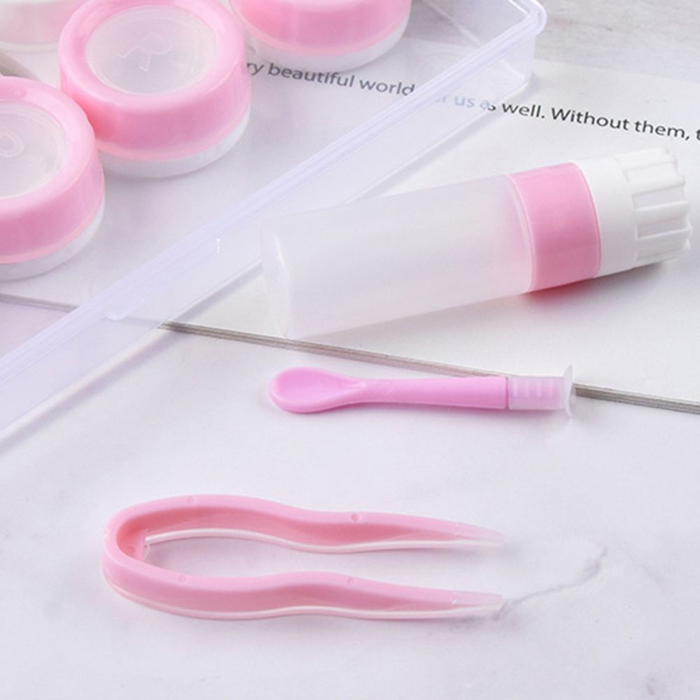 Set 1/5 hộp đựng kính áp tròng thiết kế trong suốt chống rò rỉ