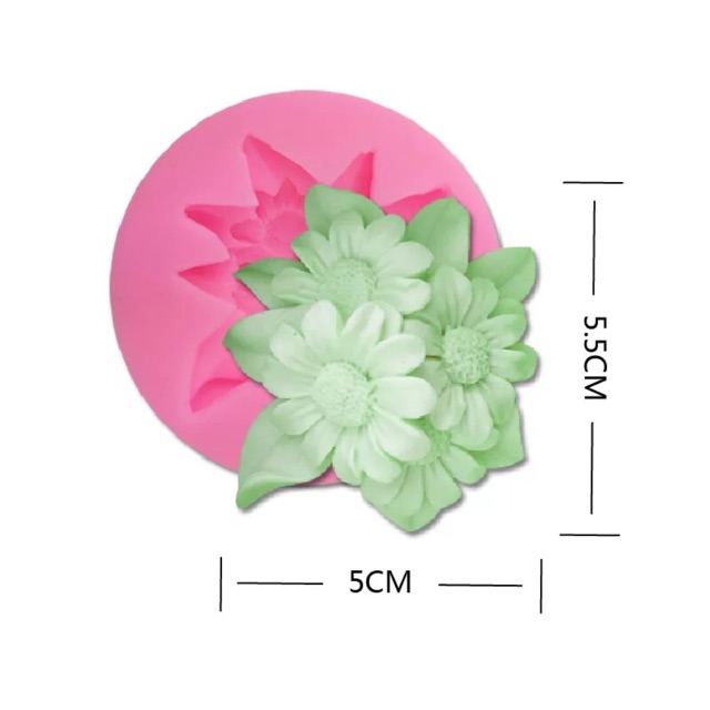 Khuôn Silicon Hoa Cúc sao băng chùm hoa có lá có lá 5cm