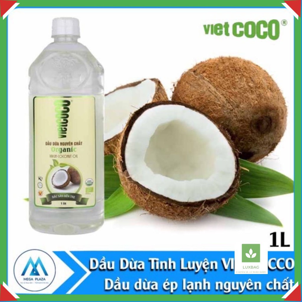 Dầu dừa tinh luyện Vietcoco. 1 lít đâu dừa ép lạnh nguyên chất