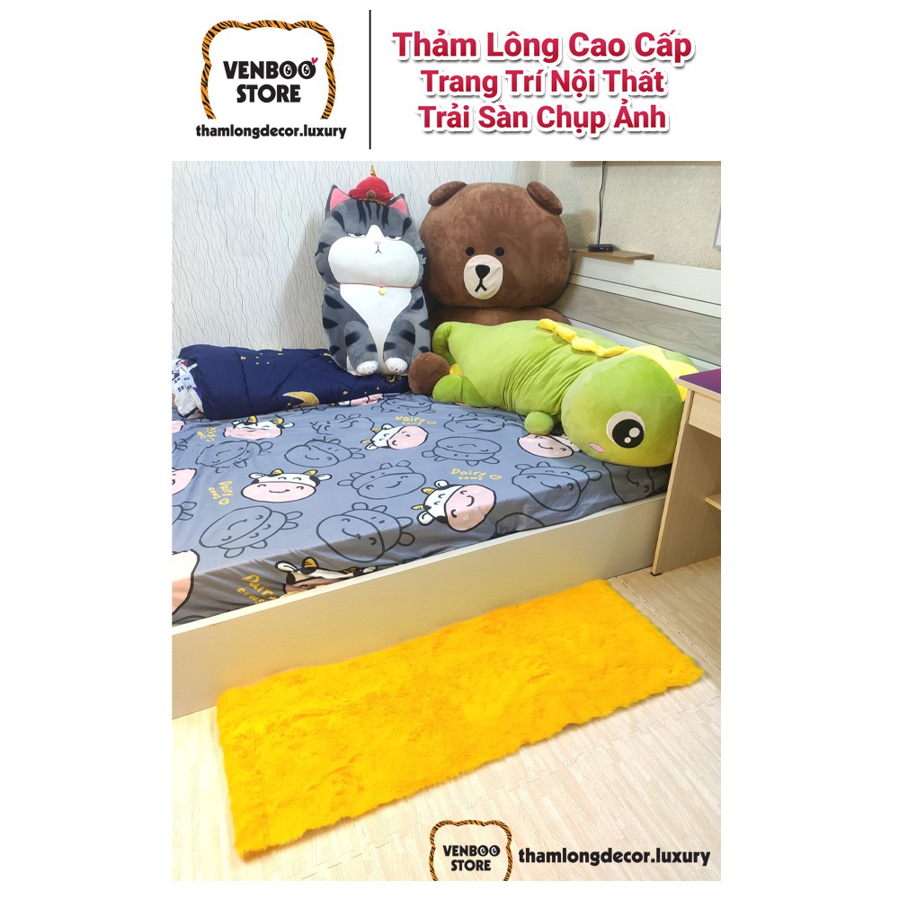 Thảm Lông Chụp Ảnh | Thảm Lông Trải Sàn Decor Phòng Ngủ Decor Bàn Trang Điểm | Vàng Cheese 3cm