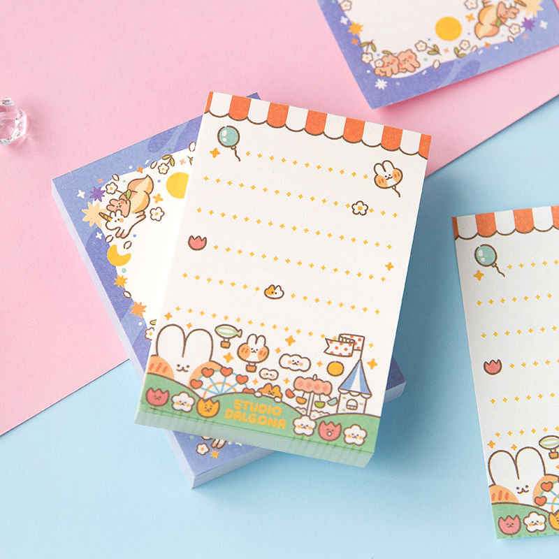 Korean-Style Cute Bread Rabbit Cartoon Note Book Tearable Handbook Convenient Small Notebook Memo Message Book100Zhang I9Z2