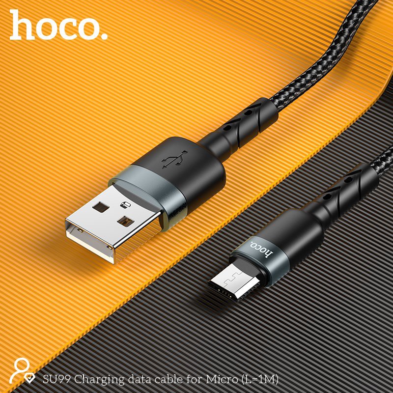 Dây cáp sạc Hoco SU99 .sạc nhanh Max 60W, dài 1M có bọc dù chống đứt, chân sạc Samsung, Micro