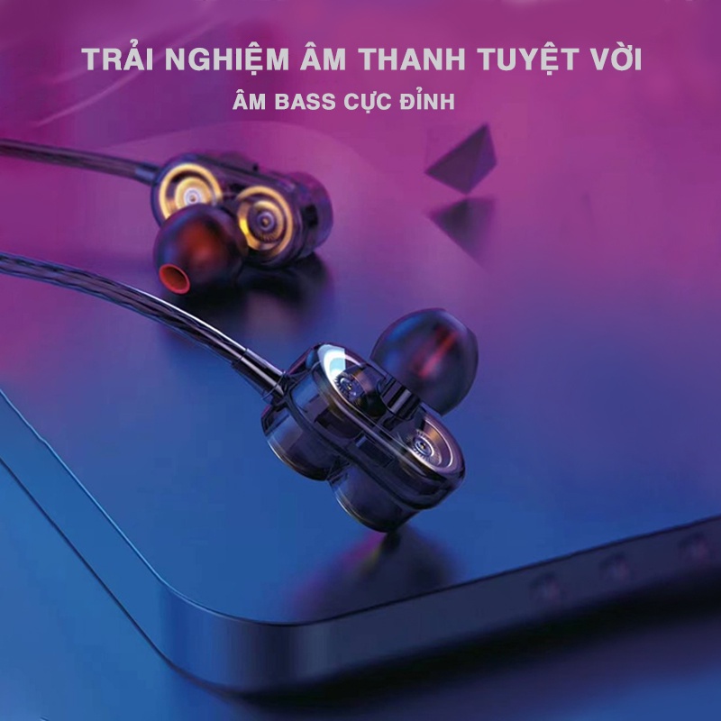 Tai nghe có dây có jack cắm 3.5mm bass loa kép âm thanh tuyệt vời thiết kế nhỏ gọn tinh tế - R16