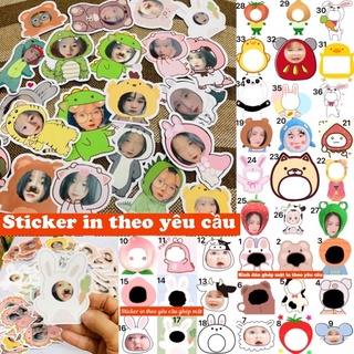 Sticker ghép mặt chibi in theo yêu cầu size 6-10cm / hình dán cute in theo yêu cầu