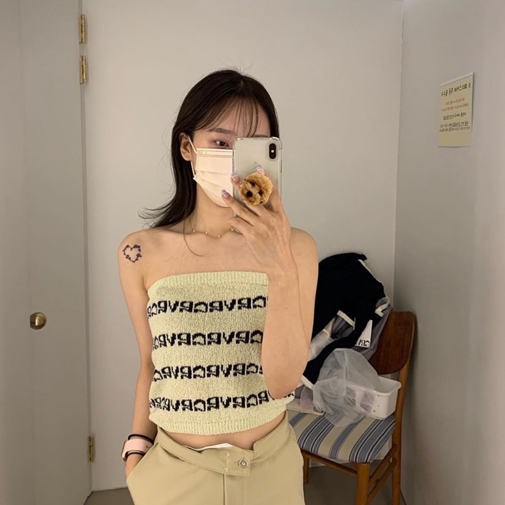 Áo ống SUXI màu sắc tương phản phong cách Hàn Quốc quyến rũ dành cho nữ