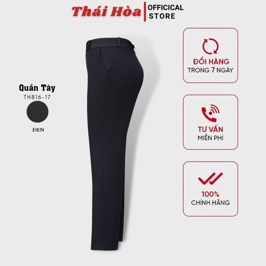 Quần vải nữ công sở kiểu dáng ống đứng Quần Tây nữ Thái Hòa TH816 2 màu đen, xanh than truyền thống | BigBuy360 - bigbuy360.vn