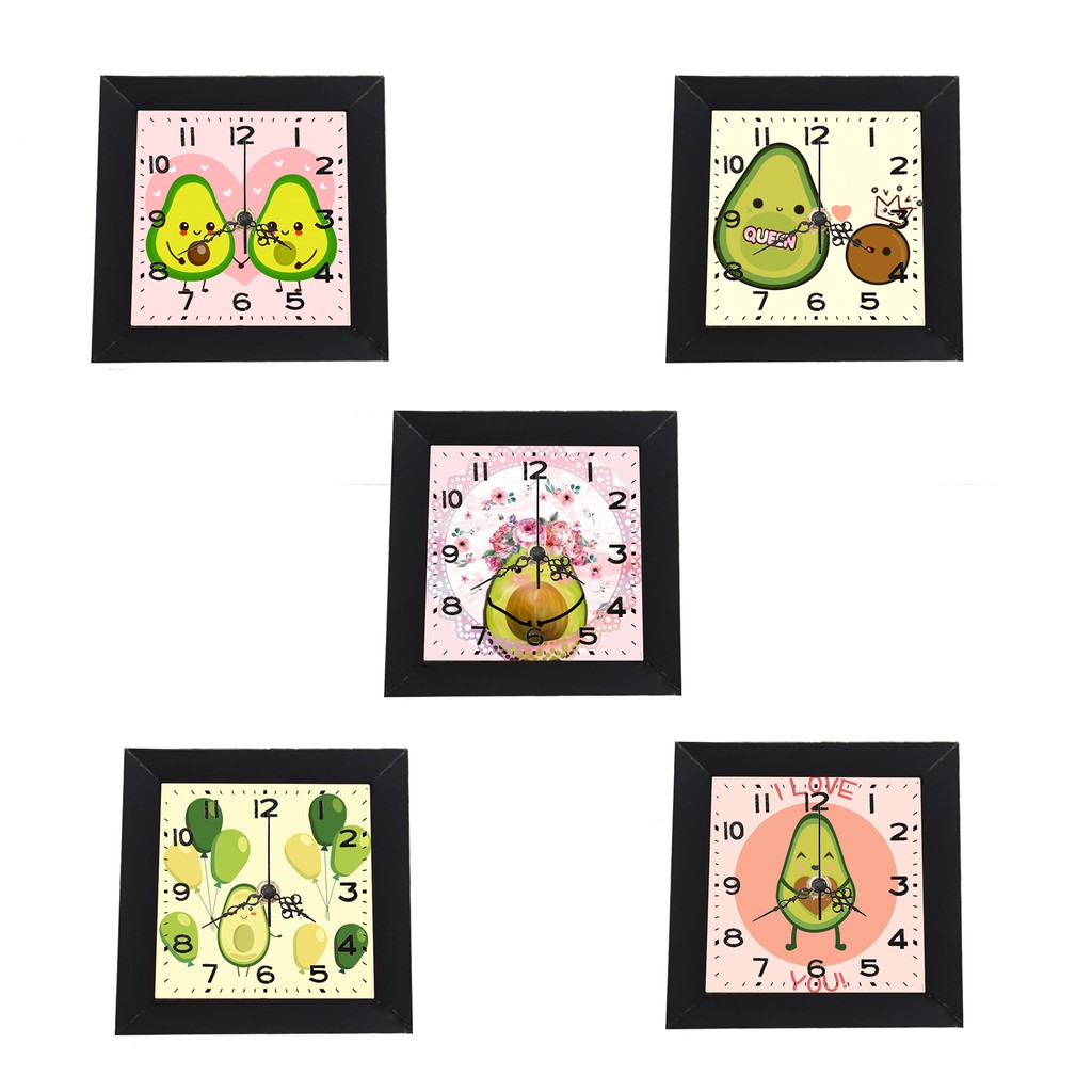 Đồng hồ treo tường quả bơ dạng khung ảnh 13x13 cm DHTI13 đồng hồ avocado cute dễ thương