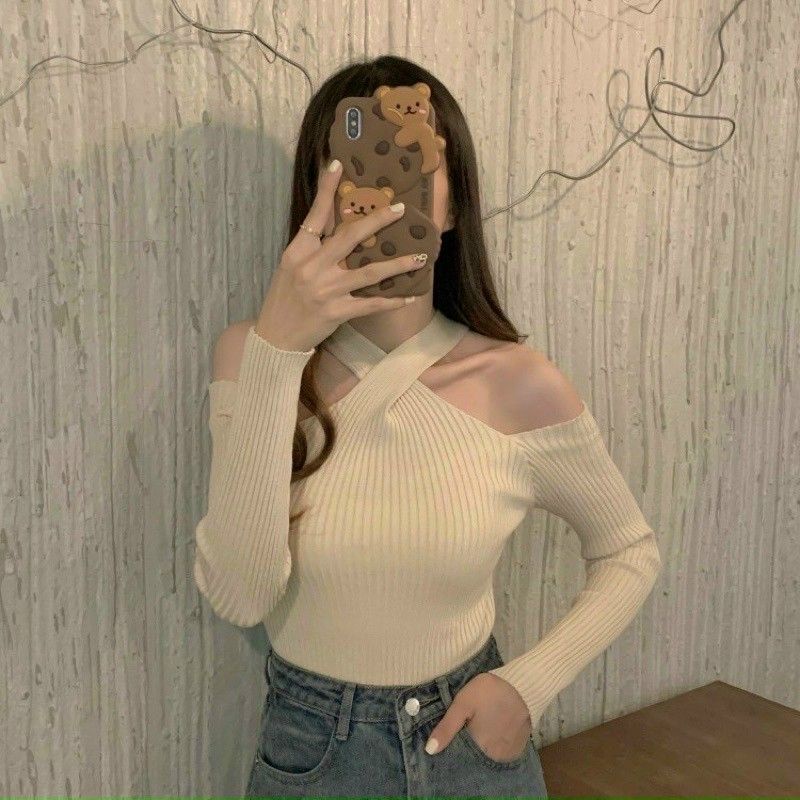 Áo yếm chéo cổ trễ vai tay dài quyến rũ A15