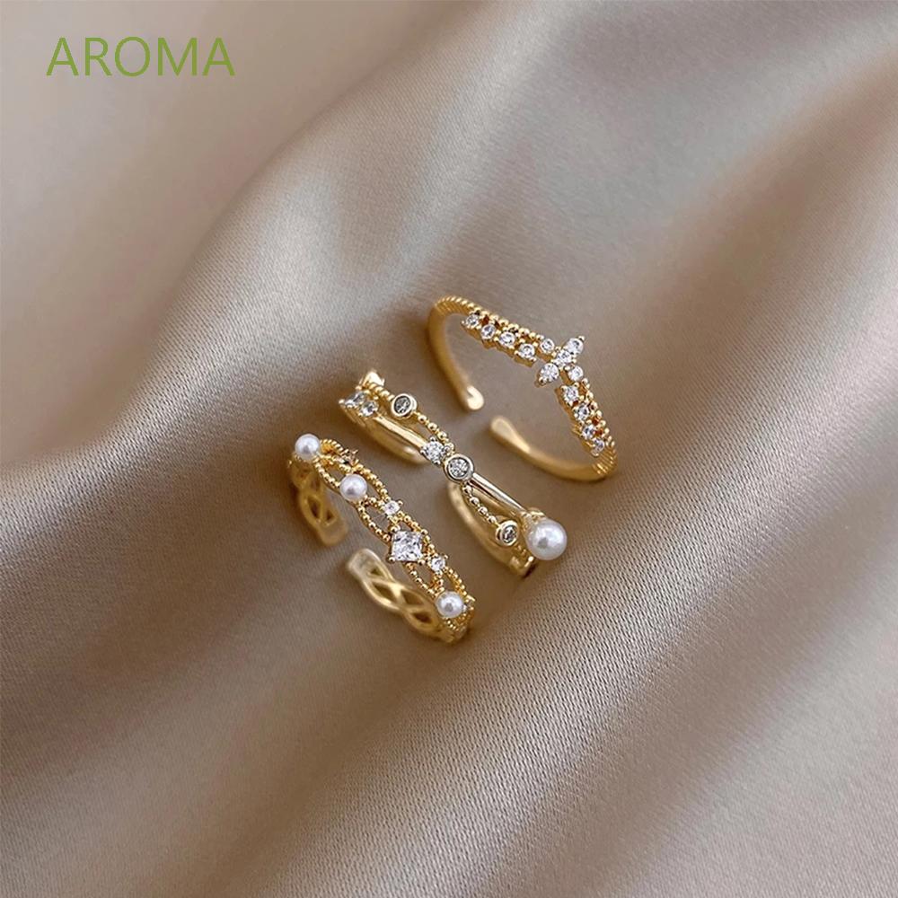 Nhẫn đeo tay kim loại tạo hình hoa đính đá thanh lịch cho nữ