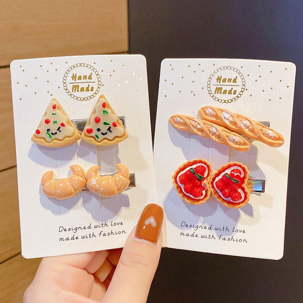 Kẹp Tóc Nữ Hình Bánh Pizza / Trứng Gà / Bánh Tart Giả 2 Lớp Độc Đáo