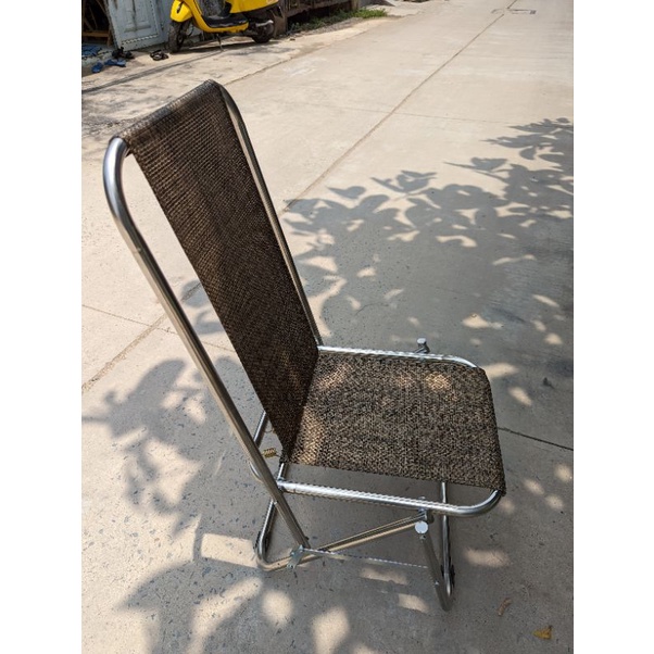 Ghế xếp Inox Lưới - Ống To Phi 19 Lưng Cao , chưa có trên thị trường-chịu lực 150kg