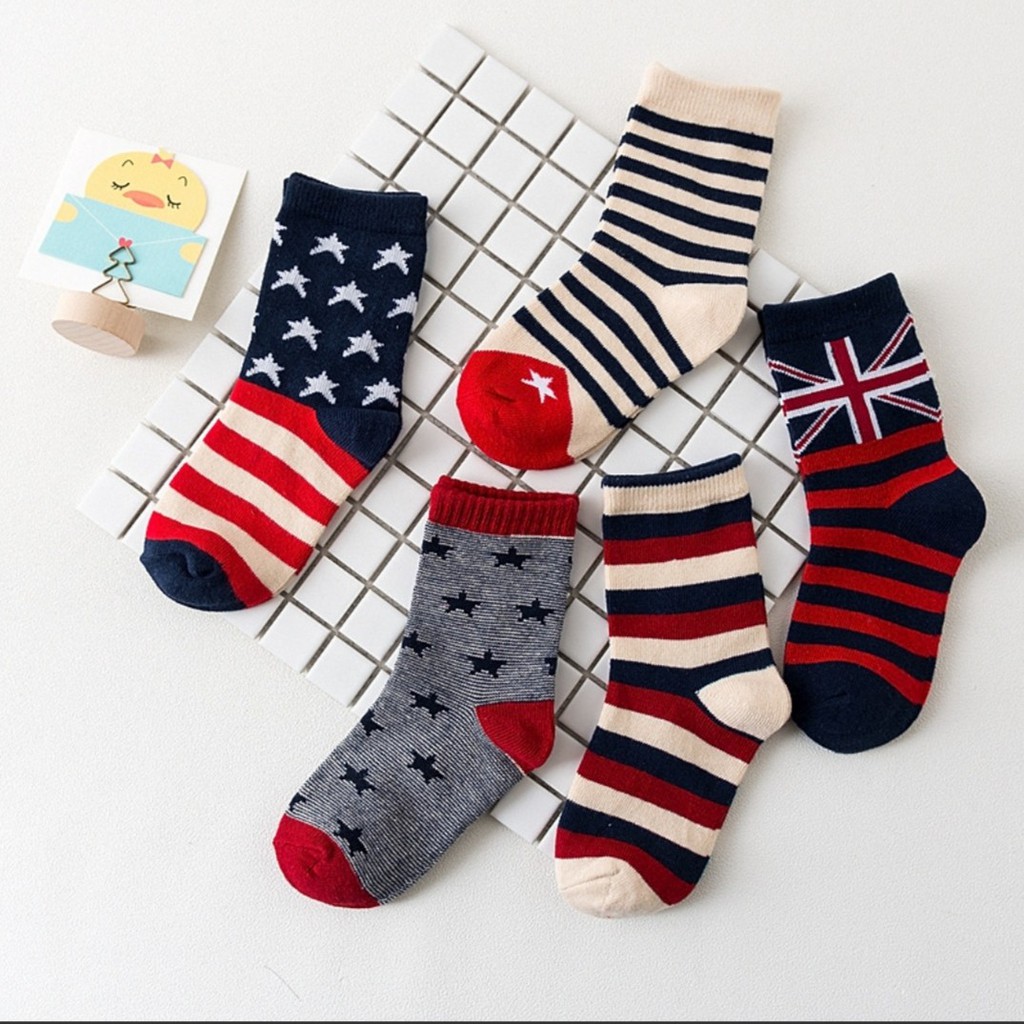 Tất mùa thu đông hàng hãng Kids Sock cao cấp cổ cao cho bé nhiều hình xinh xắn