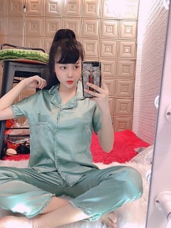 [HCM] ĐỒ BỘ PHI LỤA VIỀN BÈO TAY NGẮN QUẦN DÀI❤️