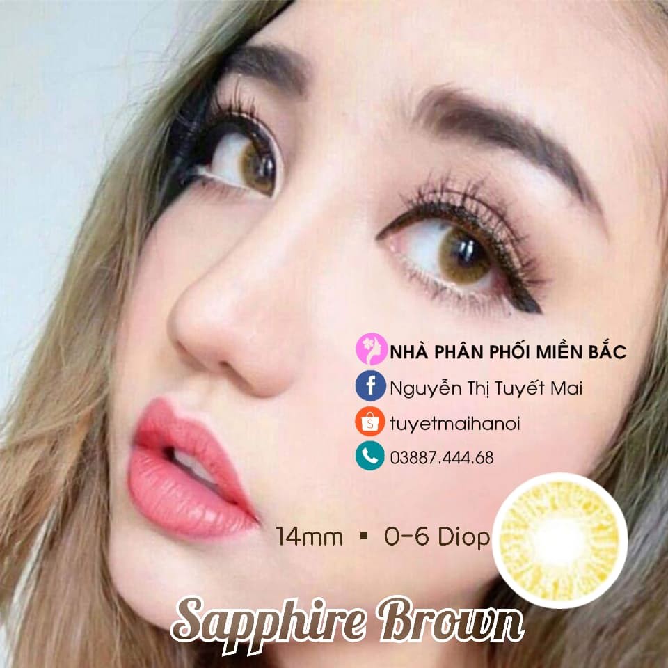 Lens Cận Màu Nâu Tây Sapphire Brown 14mm Mẫu Công Nghệ Mới Cao Cấp - Kính Áp Tròng Hàn Quốc Chính Hãng Vassen Sexy Me