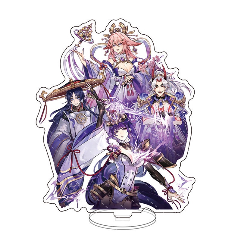 Mô Hình Hoa Genshin Va Chạm Đứng Acrylic Xiao Hutao Raiden Shogun Zhongli Trang Trí Bàn Làm Việc