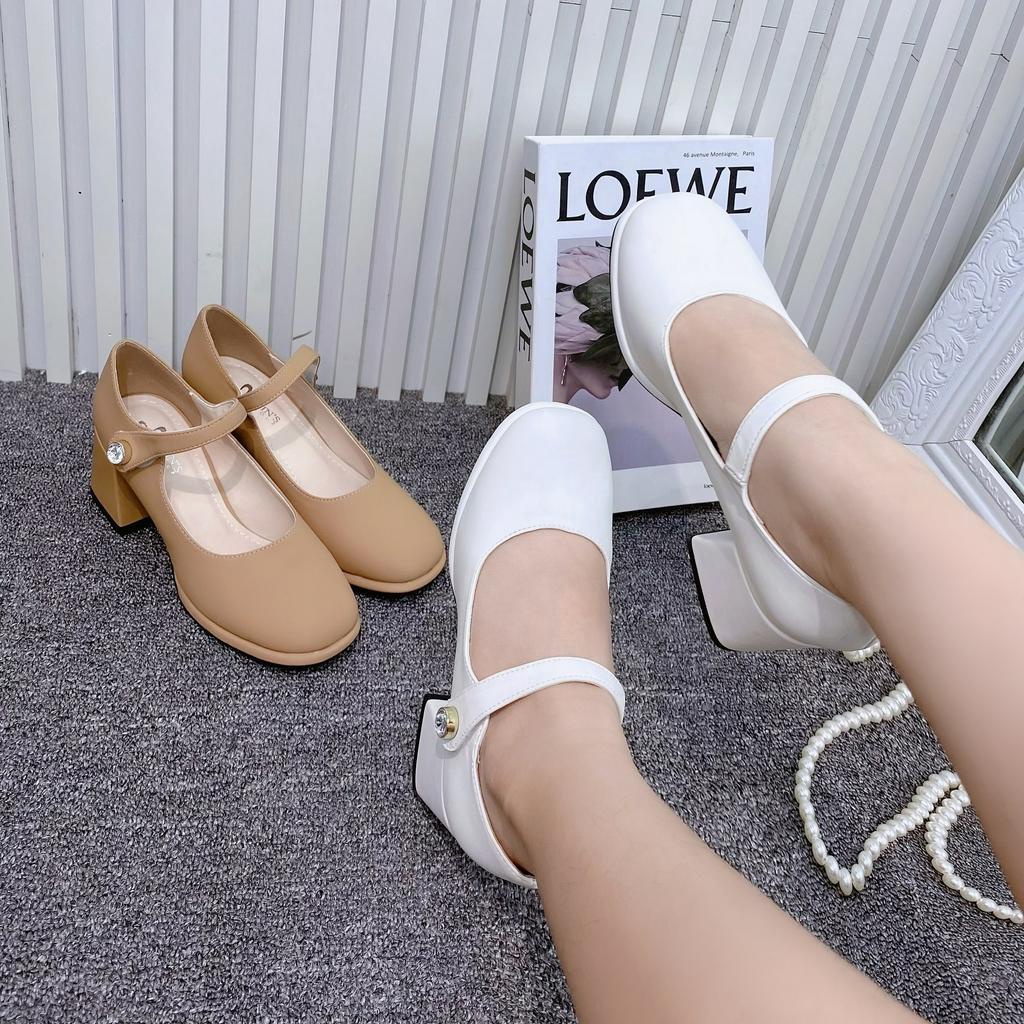 Min's Shoes - Giày Mary Jane Gót Vuông Da Mềm Cao Cấp V268