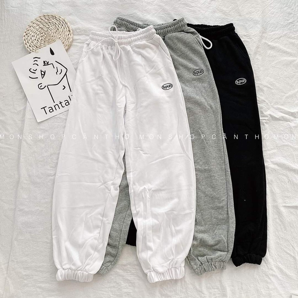 QUẦN JOGGER NỮ UNISEX - QUẦN ỐNG SUÔNG 3 MÀU ĐEN TRẮNG XÁM HOT HIT