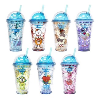 Cold cup BT21 glitter | Cốc kèm ống hút chính hãng