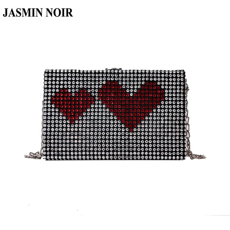 Túi đeo chéo JASMIN NOIR đính đá phối dây xích thời trang sành điệu dành cho nữ