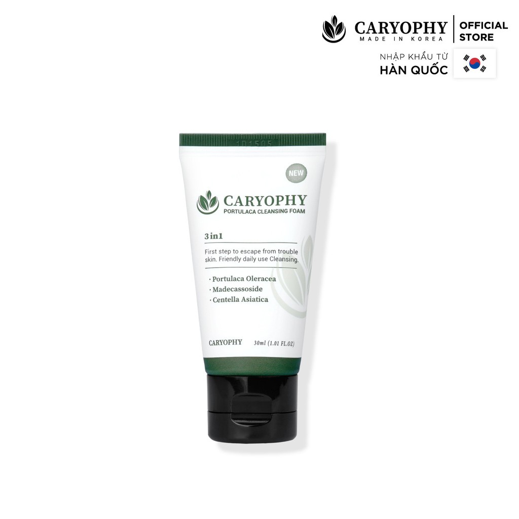 Sữa rửa mặt cho da dầu mụn da khô hàn quốc Caryophy portulaca cleansing foam 30ml | BigBuy360 - bigbuy360.vn