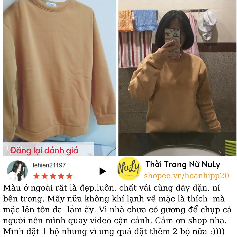 Áo nỉ bông Sweater Basic Unisex form rộng kiểu dáng Ulzzang, Nuly AST