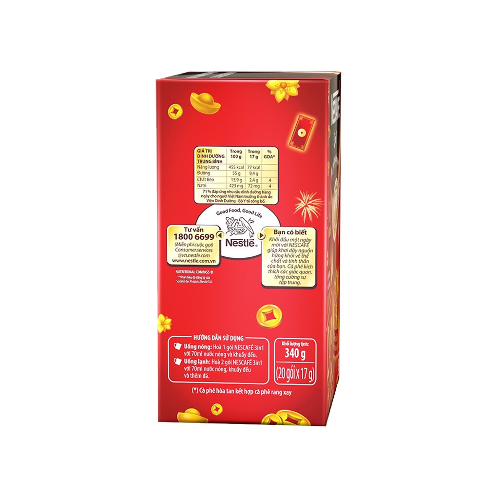 Cà phê sữa NesCafé 3 in 1 đậm đà hài hòa 340g