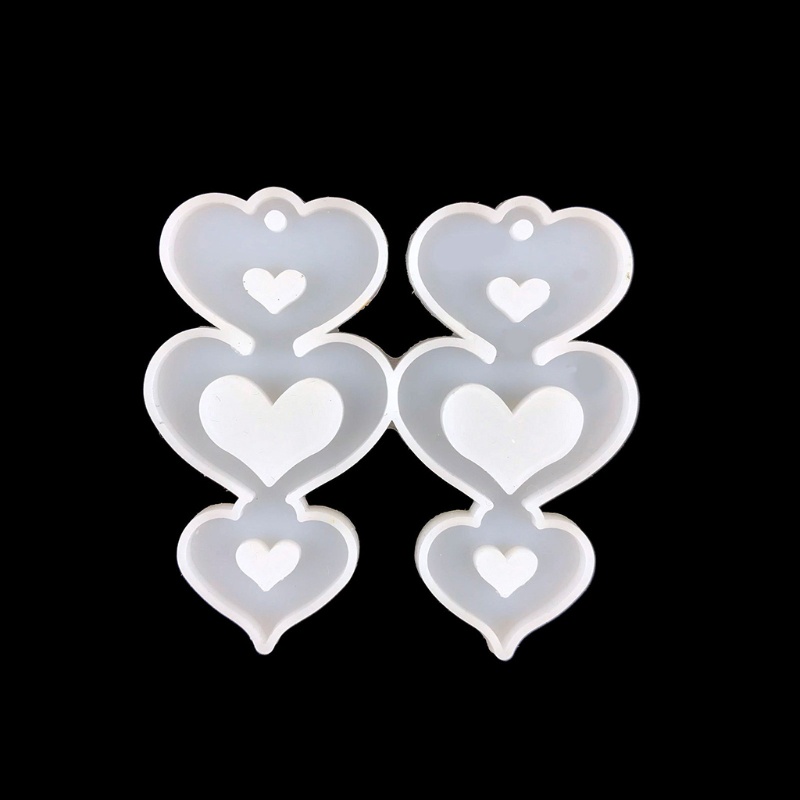 Set 1 / 6 Khuôn Silicone Làm Mặt Dây Chuyền Hình Trái Tim